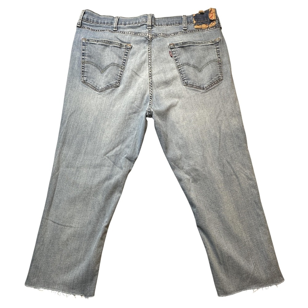 Levis Jeans Mens 39x24 Light Wash Blue Straight Leg Denim Raw Hem Relaxed Fit